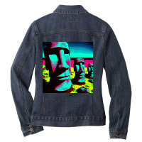 Limited Edition Pop Art Easter Island Ladies Denim Jacket | Artistshot