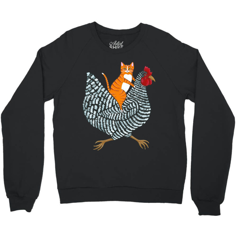 Trending Ginger Cat Chicken Ride Crewneck Sweatshirt | Artistshot