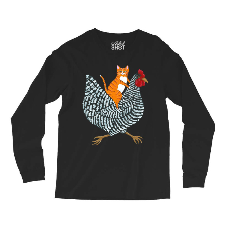 Trending Ginger Cat Chicken Ride Long Sleeve Shirts | Artistshot