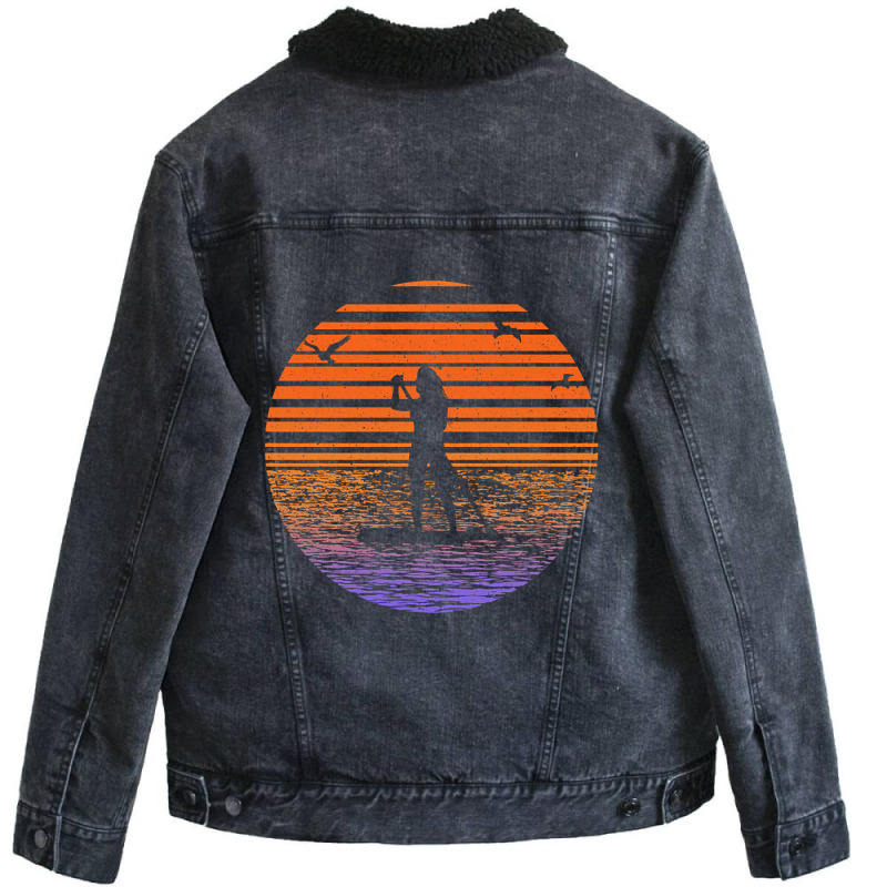 Hot Trend Sup Stand Up Paddle Boarding Stand Up Paddle Paddle And Boar Unisex Sherpa-lined Denim Jacket | Artistshot