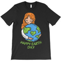 Womens Happy Earth Day Girl Hug Environmentalist V-neck T-shirt | Artistshot