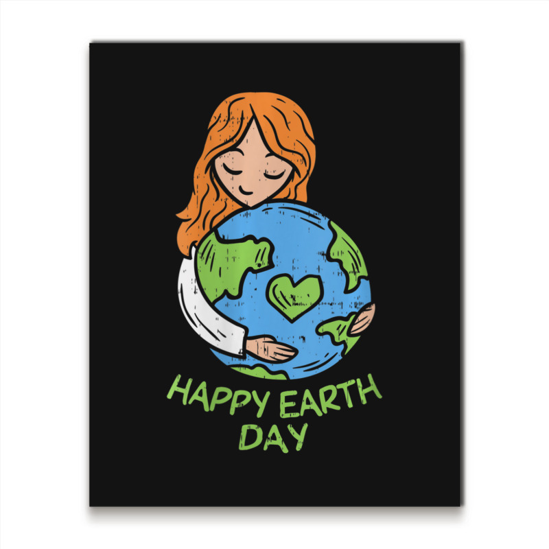 Womens Happy Earth Day Girl Hug Environmentalist V-neck Metal Print Vertical | Artistshot