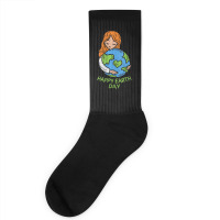 Womens Happy Earth Day Girl Hug Environmentalist V-neck Socks | Artistshot