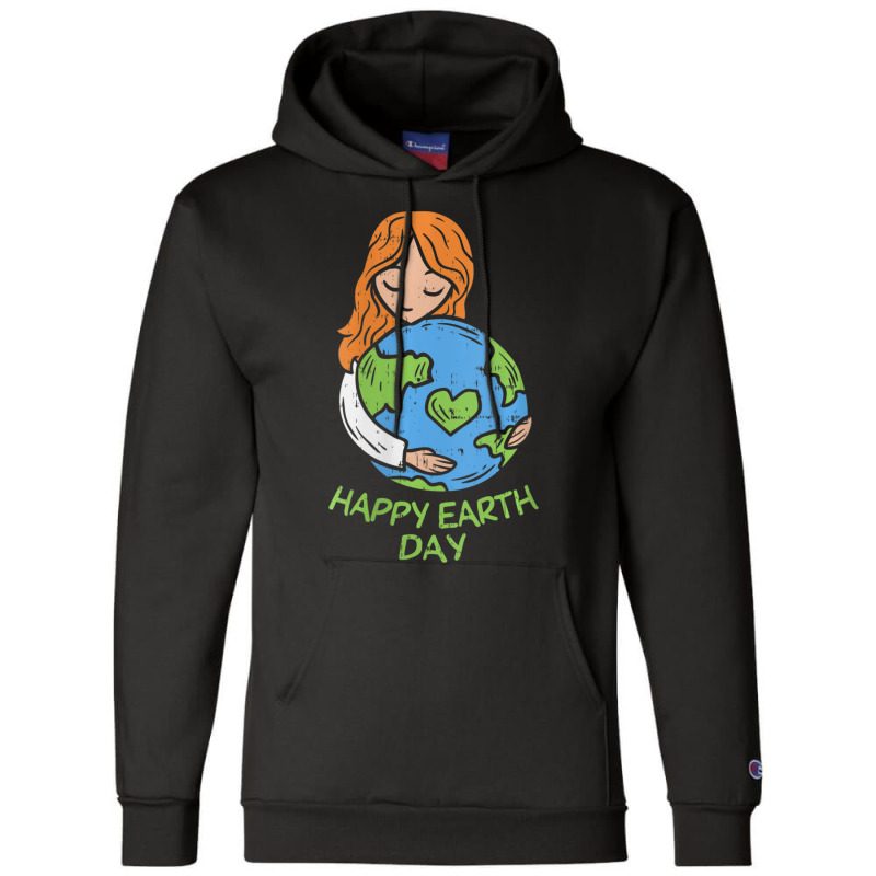 Womens Happy Earth Day Girl Hug Environmentalist V-neck Champion Hoodie | Artistshot