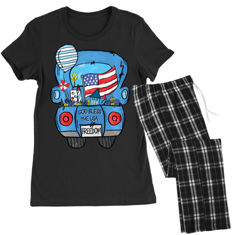 Limited Edition Hand Draw Truck 4th Of July American Flag Women's Pajamas Set by degreesgunner | Artistshot