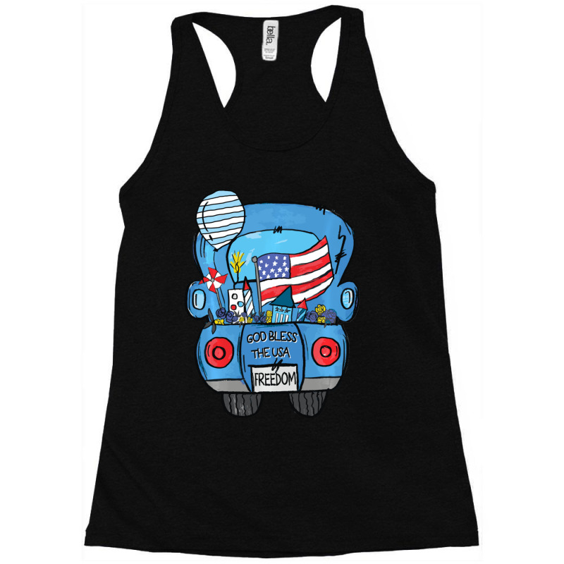 Limited Edition Hand Draw Truck 4th Of July American Flag Racerback Tank by degreesgunner | Artistshot