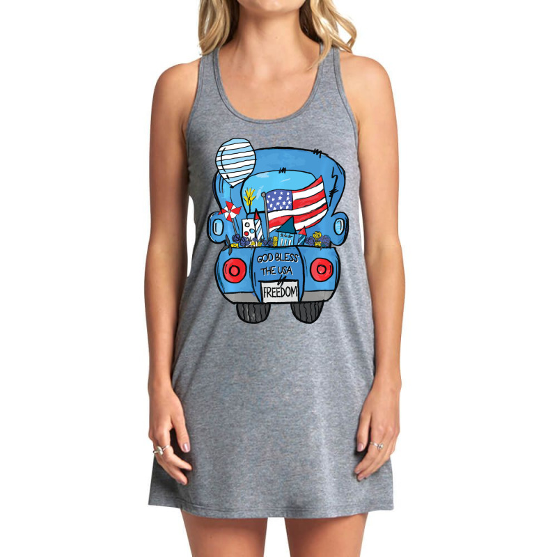 Limited Edition Hand Draw Truck 4th Of July American Flag Tank Dress by degreesgunner | Artistshot