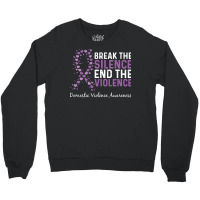 Break The Silence End The Violence Domestic Violence Ribbon Long Sleev Crewneck Sweatshirt | Artistshot