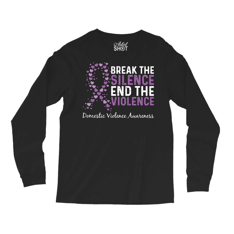 Break The Silence End The Violence Domestic Violence Ribbon Long Sleev Long Sleeve Shirts by dorman | Artistshot