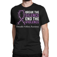 Break The Silence End The Violence Domestic Violence Ribbon Long Sleev Classic T-shirt | Artistshot