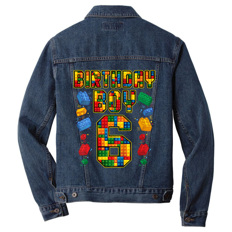 Trending Kids 6th Birthday Master Builder 6 Years Old Block Building B Men Denim Jacket | Artistshot