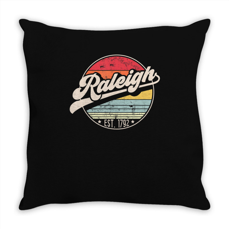 Hot Trend Retro Raleigh Nc Home City 70s Style Sunset Throw Pillow | Artistshot