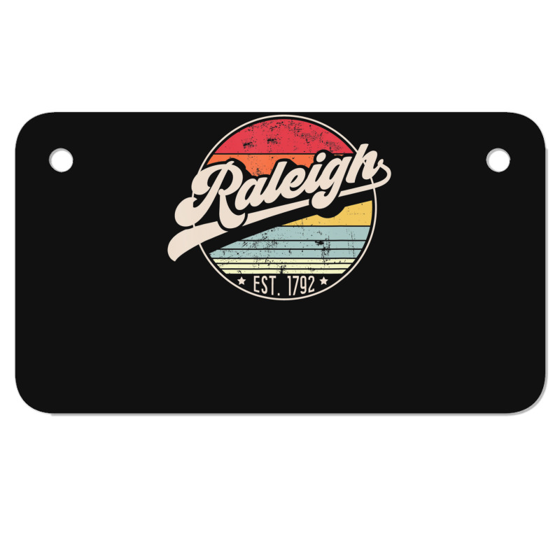 Hot Trend Retro Raleigh Nc Home City 70s Style Sunset Motorcycle License Plate | Artistshot