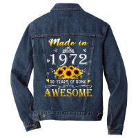 Womens Made In 1972 Sunflower 50th B-day 50 Years Of Being Awesome Men Denim Jacket | Artistshot