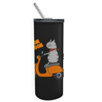 Trending Grey Cat On A Scooter Skinny Tumbler | Artistshot