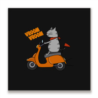 Trending Grey Cat On A Scooter Metal Print Square | Artistshot