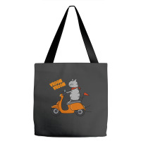 Trending Grey Cat On A Scooter Tote Bags | Artistshot