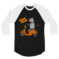 Trending Grey Cat On A Scooter 3/4 Sleeve Shirt | Artistshot