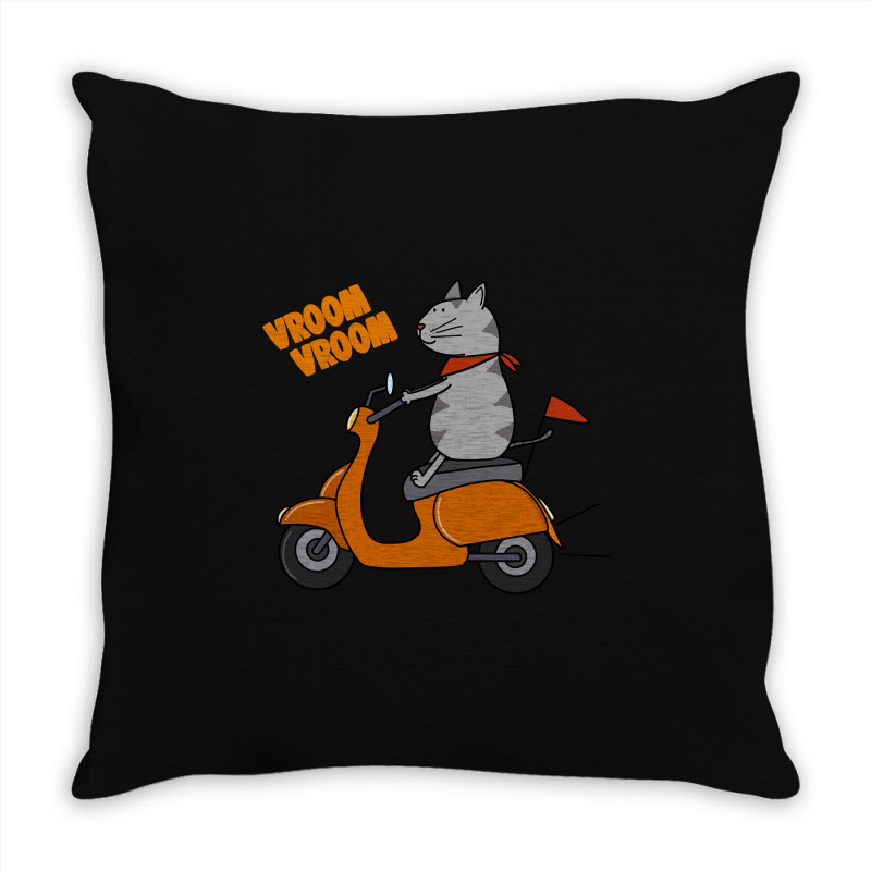 Trending Grey Cat On A Scooter Throw Pillow | Artistshot