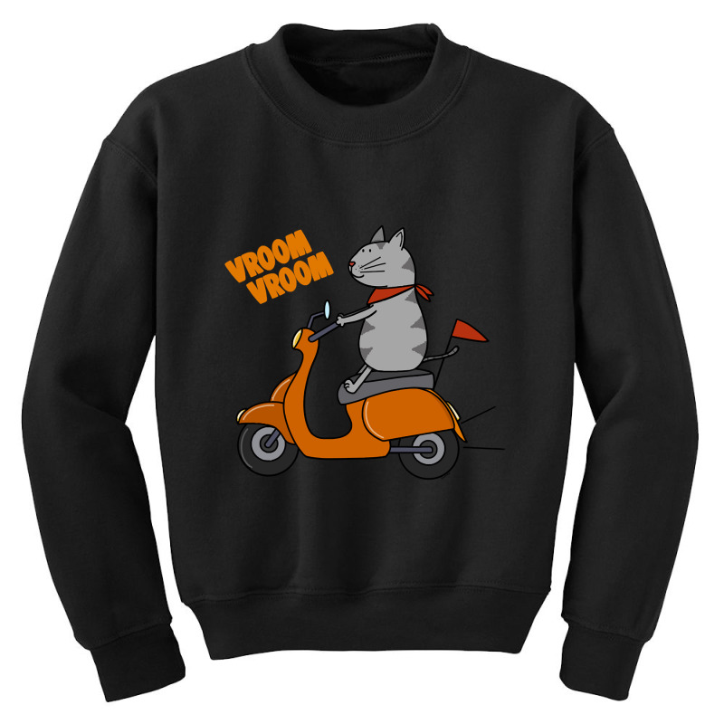 Trending Grey Cat On A Scooter Youth Sweatshirt | Artistshot