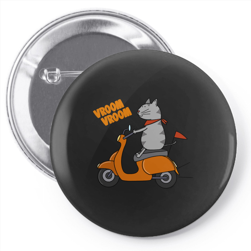 Trending Grey Cat On A Scooter Pin-back Button | Artistshot