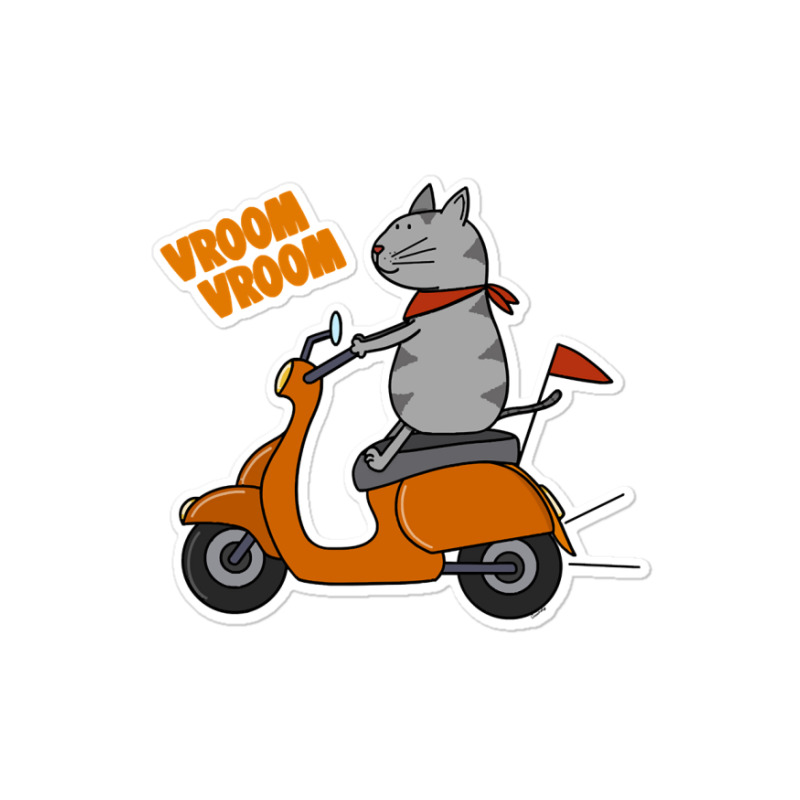 Trending Grey Cat On A Scooter Sticker | Artistshot