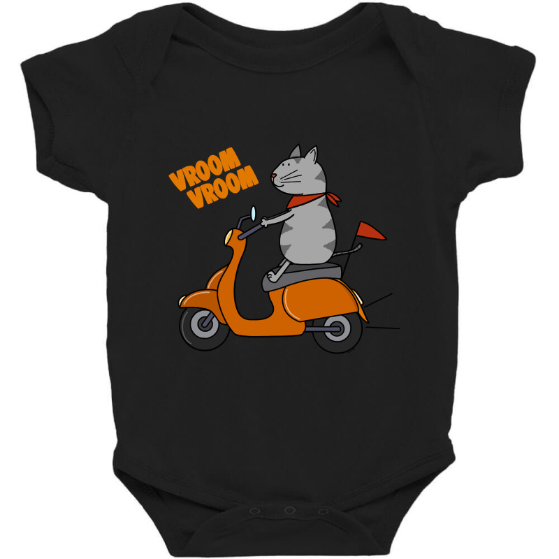 Trending Grey Cat On A Scooter Baby Bodysuit | Artistshot