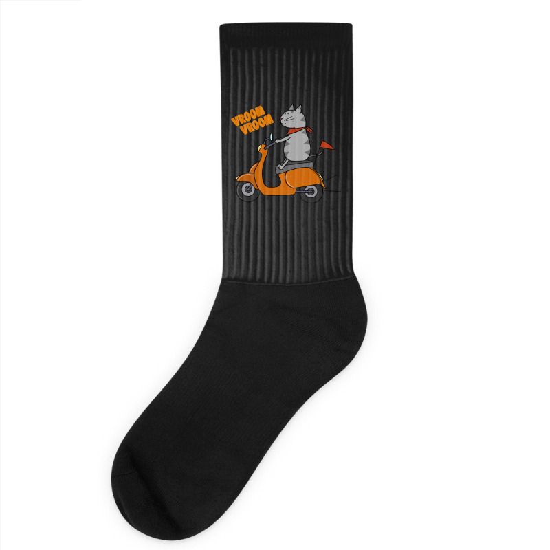 Trending Grey Cat On A Scooter Socks | Artistshot