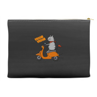 Trending Grey Cat On A Scooter Accessory Pouches | Artistshot