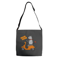 Trending Grey Cat On A Scooter Adjustable Strap Totes | Artistshot