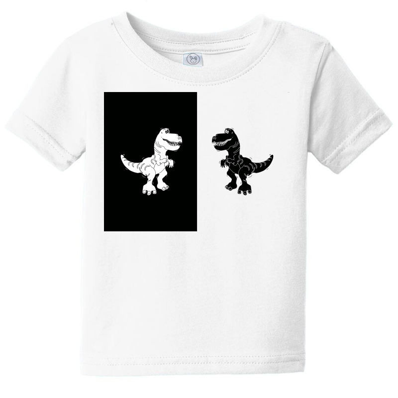 Cute Monochrome Dinosaur Illustration For Kids High Contrast Card Baby Tee | Artistshot