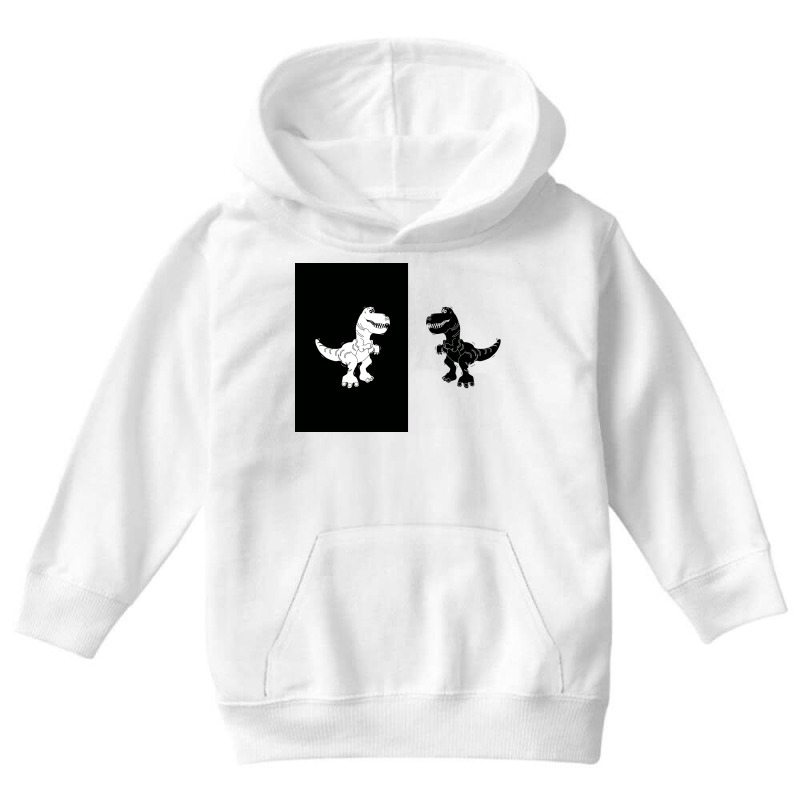 Cute Monochrome Dinosaur Illustration For Kids High Contrast Card Youth Hoodie | Artistshot