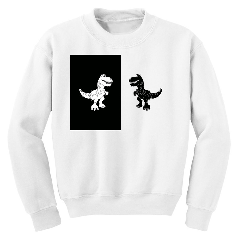 Cute Monochrome Dinosaur Illustration For Kids High Contrast Card Youth Sweatshirt | Artistshot