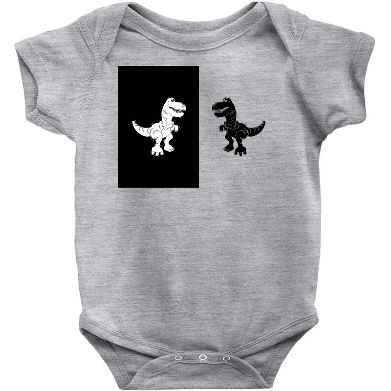 Cute Monochrome Dinosaur Illustration For Kids High Contrast Card Baby Bodysuit | Artistshot