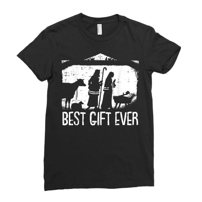 Best Ever Christmas Cool Jesus Nativity Scene Christian T Shirt Ladies Fitted T-Shirt by dennh | Artistshot