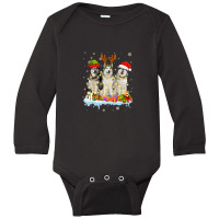 Cute Alaskan Malamute Santa Hat Long Sleeve Baby Bodysuit | Artistshot