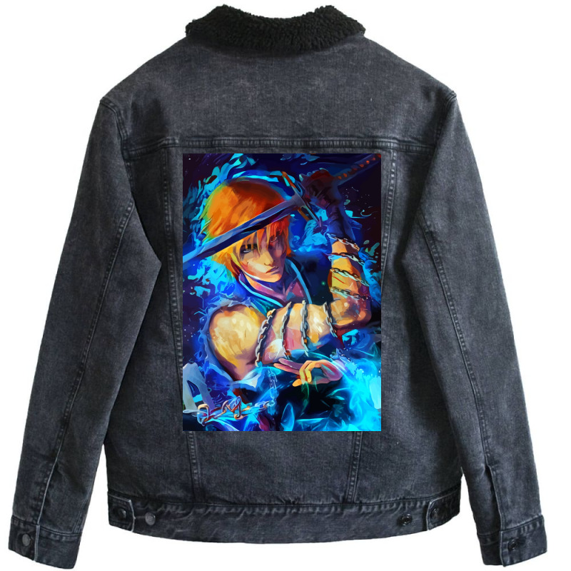 Blue Shinigami Poster Love Unisex Sherpa-Lined Denim Jacket by vulumagelsyh | Artistshot