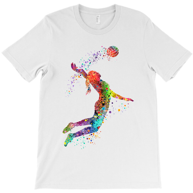 Volleyball Girl Watercolor Painting Art Print Sports Gifts Classic T-shirt | Artistshot