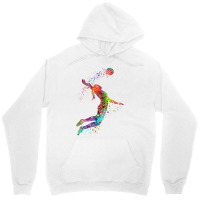 Volleyball Girl Watercolor Painting Art Print Sports Gifts Classic Unisex Hoodie | Artistshot