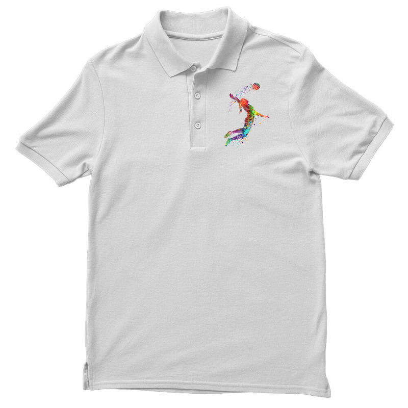 Volleyball Girl Watercolor Painting Art Print Sports Gifts Classic Men's Polo Shirt | Artistshot