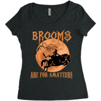 Brooms Are For Amateurs Horse Riding Funny Halloween Costume Women's Triblend Scoop T-shirt | Artistshot