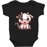 Hot Trend Cow Sitting Happy Cute Cartoon Baby Bodysuit | Artistshot