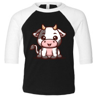 Hot Trend Cow Sitting Happy Cute Cartoon Toddler 3/4 Sleeve Tee | Artistshot