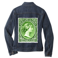 Vintage Falkland Islands Postage Stamp Design Love Ladies Denim Jacket | Artistshot