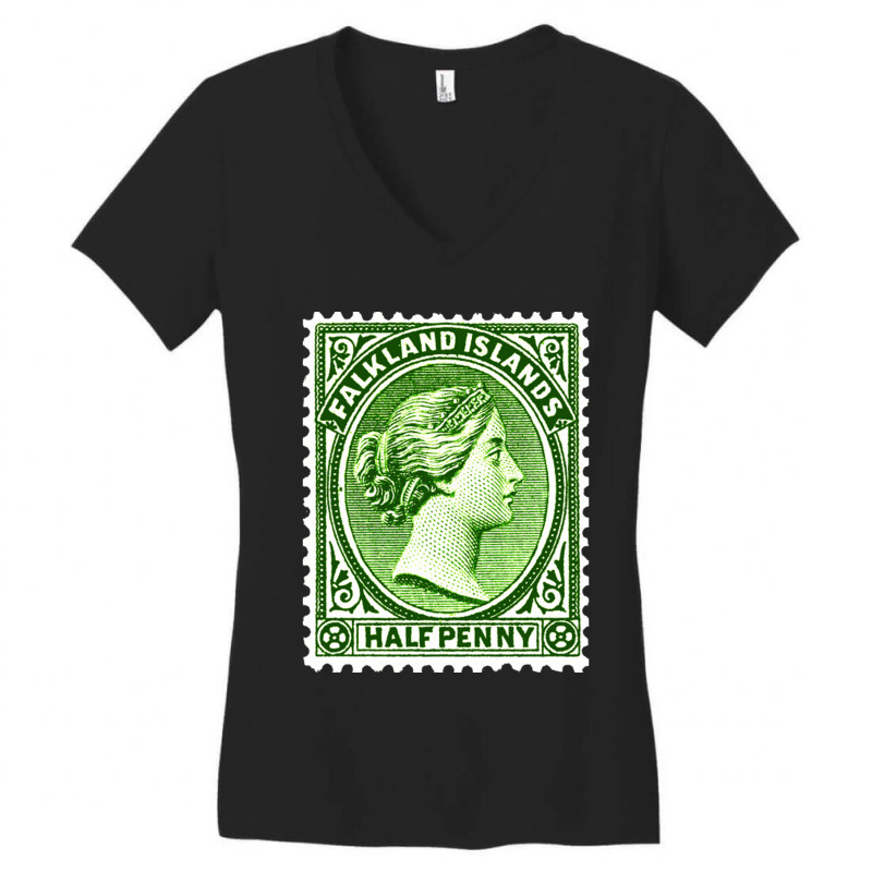 Vintage Falkland Islands Postage Stamp Design Love Women's V-Neck T-Shirt by EdieGretchen | Artistshot