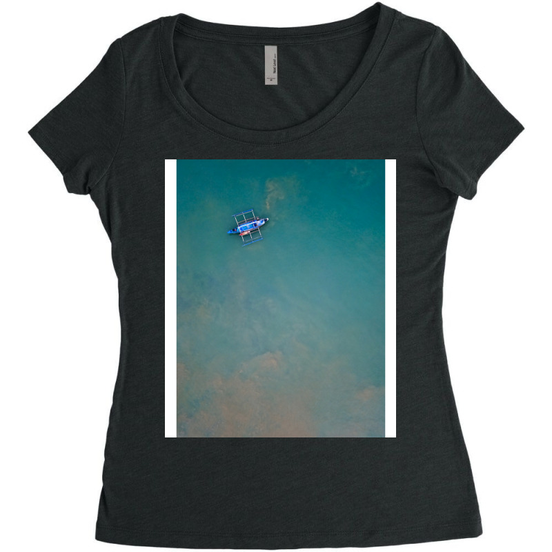 A Minimalism Of A Fishing Boat In The Philippines Women's Triblend Scoop T-shirt by annisalrimiy | Artistshot