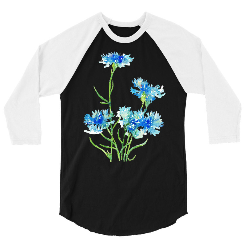 Cornflower Watercolor Painting T  Shirt 3/4 Sleeve Shirt by jacobsonconstantin86 | Artistshot