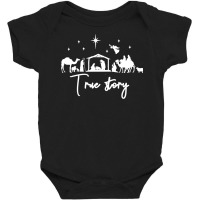 True Story Nativity Christmas Baby Jesus Manger Catholic Long Sleeve T Baby Bodysuit | Artistshot