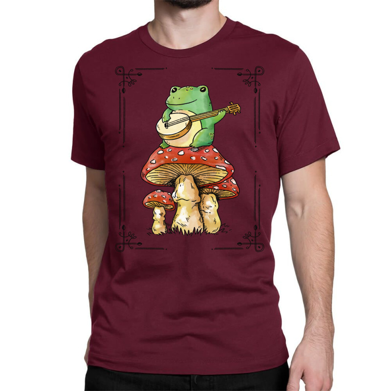 Cottage Core Frog Playing Banjo On Top Of A Mushroom Classic T-shirt | Artistshot