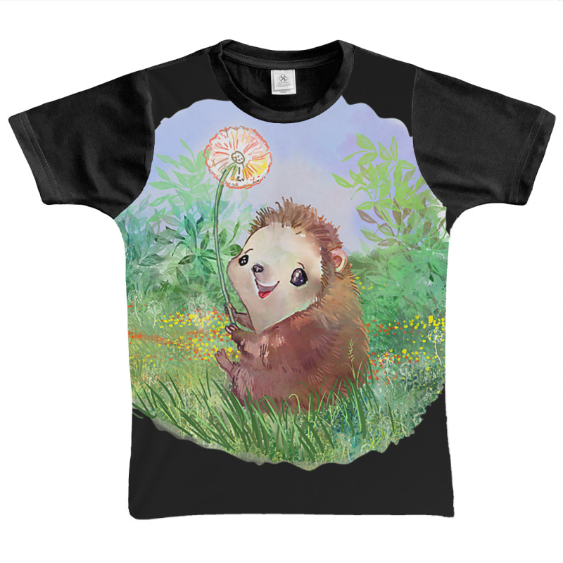 Cute Hedgehog Holding A Dandelion Flower Graphic Youth T-shirt by KarinLeighPurcell | Artistshot